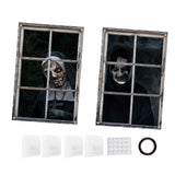 Maxbell 2 Pieces Halloween Curtain Scary Window Cover for Carnival Scary Movie Night w Ribbon Hooks Glue