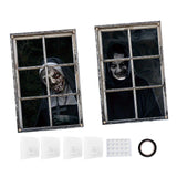 Maxbell 2 Pieces Halloween Curtain Scary Window Cover for Carnival Scary Movie Night w Ribbon Hooks Glue