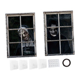 Maxbell 2 Pieces Halloween Curtain Scary Window Cover for Carnival Scary Movie Night w Ribbon Hooks Glue