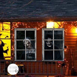 Maxbell 2 Pieces Halloween Curtain Scary Window Cover for Carnival Scary Movie Night w Ribbon Hooks Glue
