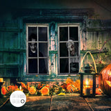 Maxbell 2 Pieces Halloween Curtain Scary Window Cover for Carnival Scary Movie Night w Ribbon Hooks Glue