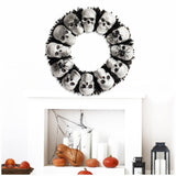 Maxbell Halloween Skull Wreath Spooky 16.93inch for Front Door Indoor Outdoor Office