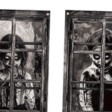Maxbell 2Pcs Halloween Curtain Window Silhouette Cover for Cafe Shop Holiday Bedroom with Black Ribbon