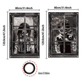 Maxbell 2Pcs Halloween Curtain Window Silhouette Cover for Cafe Shop Holiday Bedroom with Black Ribbon