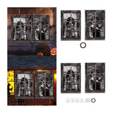 Maxbell 2Pcs Halloween Curtain Window Silhouette Cover for Cafe Shop Holiday Bedroom with Black Ribbon