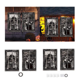 Maxbell 2Pcs Halloween Curtain Window Silhouette Cover for Cafe Shop Holiday Bedroom with Black Ribbon
