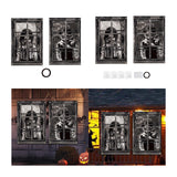 Maxbell 2Pcs Halloween Curtain Window Silhouette Cover for Cafe Shop Holiday Bedroom with Black Ribbon