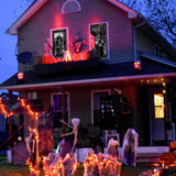 Maxbell 2Pcs Halloween Curtain Window Silhouette Cover for Cafe Shop Holiday Bedroom with Black Ribbon