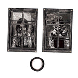 Maxbell 2Pcs Halloween Curtain Window Silhouette Cover for Cafe Shop Holiday Bedroom with Black Ribbon