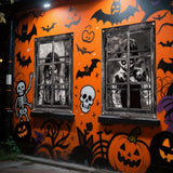 Maxbell 2Pcs Halloween Curtain Window Silhouette Cover for Cafe Shop Holiday Bedroom with Black Ribbon