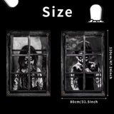 Maxbell 2Pcs Halloween Curtain Window Silhouette Cover for Cafe Shop Holiday Bedroom with Black Ribbon