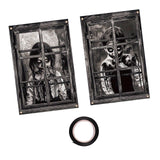 Maxbell 2Pcs Halloween Curtain Window Silhouette Cover for Cafe Shop Holiday Bedroom with Black Ribbon