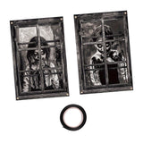 Maxbell 2Pcs Halloween Curtain Window Silhouette Cover for Cafe Shop Holiday Bedroom with Black Ribbon