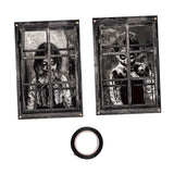 Maxbell 2Pcs Halloween Curtain Window Silhouette Cover for Cafe Shop Holiday Bedroom with Black Ribbon