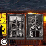 Maxbell 2Pcs Halloween Curtain Window Silhouette Cover for Cafe Shop Holiday Bedroom with Black Ribbon