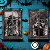 Maxbell 2Pcs Halloween Curtain Window Silhouette Cover for Cafe Shop Holiday Bedroom with Black Ribbon