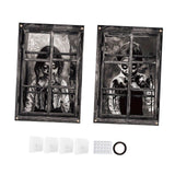 Maxbell 2Pcs Halloween Curtain Window Silhouette Cover for Cafe Shop Holiday Bedroom w Ribbon Hooks Glue