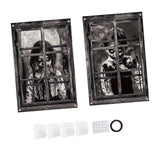 Maxbell 2Pcs Halloween Curtain Window Silhouette Cover for Cafe Shop Holiday Bedroom w Ribbon Hooks Glue