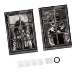 Maxbell 2Pcs Halloween Curtain Window Silhouette Cover for Cafe Shop Holiday Bedroom w Ribbon Hooks Glue