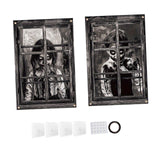 Maxbell 2Pcs Halloween Curtain Window Silhouette Cover for Cafe Shop Holiday Bedroom w Ribbon Hooks Glue