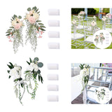 Maxbell Wedding Chair Back Flowers Aisle Bench Floral for Party Reception Engagement Pink