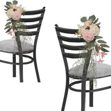 Maxbell Wedding Chair Back Flowers Aisle Bench Floral for Party Reception Engagement Pink
