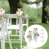 Maxbell Wedding Chair Back Flowers Aisle Bench Floral for Party Reception Engagement Pink
