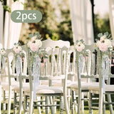 Maxbell Wedding Chair Back Flowers Aisle Bench Floral for Party Reception Engagement Pink
