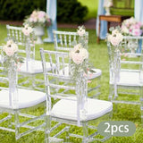 Maxbell Wedding Chair Back Flowers Aisle Bench Floral for Party Reception Engagement Pink