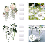 Maxbell Wedding Chair Back Flowers Aisle Bench Floral for Party Reception Engagement Pink