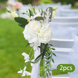 Maxbell Wedding Chair Back Flowers Aisle Bench Floral for Party Reception Engagement White