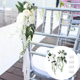 Maxbell Wedding Chair Back Flowers Aisle Bench Floral for Party Reception Engagement White