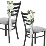 Maxbell Wedding Chair Back Flowers Aisle Bench Floral for Party Reception Engagement White