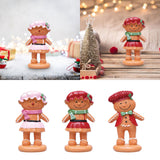 Maxbell Christmas Gingerbread Decoration Cute Resin Figurine for Party Table Kitchen Pink Skirt