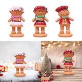 Maxbell Christmas Gingerbread Decoration Cute Resin Figurine for Party Table Kitchen Pink Skirt