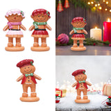 Maxbell Christmas Gingerbread Decoration Cute Resin Figurine for Party Table Kitchen Pink Skirt