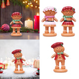 Maxbell Christmas Gingerbread Decoration Cute Resin Figurine for Party Table Kitchen Pink Skirt