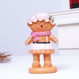 Maxbell Christmas Gingerbread Decoration Cute Resin Figurine for Party Table Kitchen Pink Skirt