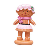 Maxbell Christmas Gingerbread Decoration Cute Resin Figurine for Party Table Kitchen Pink Skirt