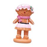 Maxbell Christmas Gingerbread Decoration Cute Resin Figurine for Party Table Kitchen Pink Skirt