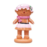Maxbell Christmas Gingerbread Decoration Cute Resin Figurine for Party Table Kitchen Pink Skirt