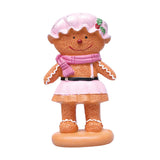Maxbell Christmas Gingerbread Decoration Cute Resin Figurine for Party Table Kitchen Pink Skirt