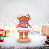 Maxbell Christmas Gingerbread Decoration Cute Resin Figurine for Party Table Kitchen Pink Skirt