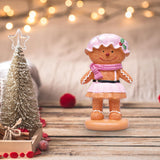 Maxbell Christmas Gingerbread Decoration Cute Resin Figurine for Party Table Kitchen Pink Skirt