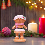 Maxbell Christmas Gingerbread Decoration Cute Resin Figurine for Party Table Kitchen Pink Skirt