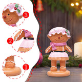 Maxbell Christmas Gingerbread Decoration Cute Resin Figurine for Party Table Kitchen Pink Skirt