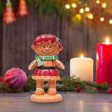 Maxbell Christmas Gingerbread Decoration Cute Resin Figurine for Party Table Kitchen Red Skirt