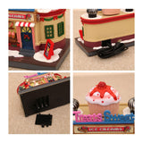 Maxbell Christmas Village House Statue LED Lighted Fast Food Figurine for Countertop Ice Cream Shape