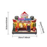 Maxbell Christmas Village House Statue LED Lighted Fast Food Figurine for Countertop Ice Cream Shape