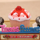 Maxbell Christmas Village House Statue LED Lighted Fast Food Figurine for Countertop Ice Cream Shape